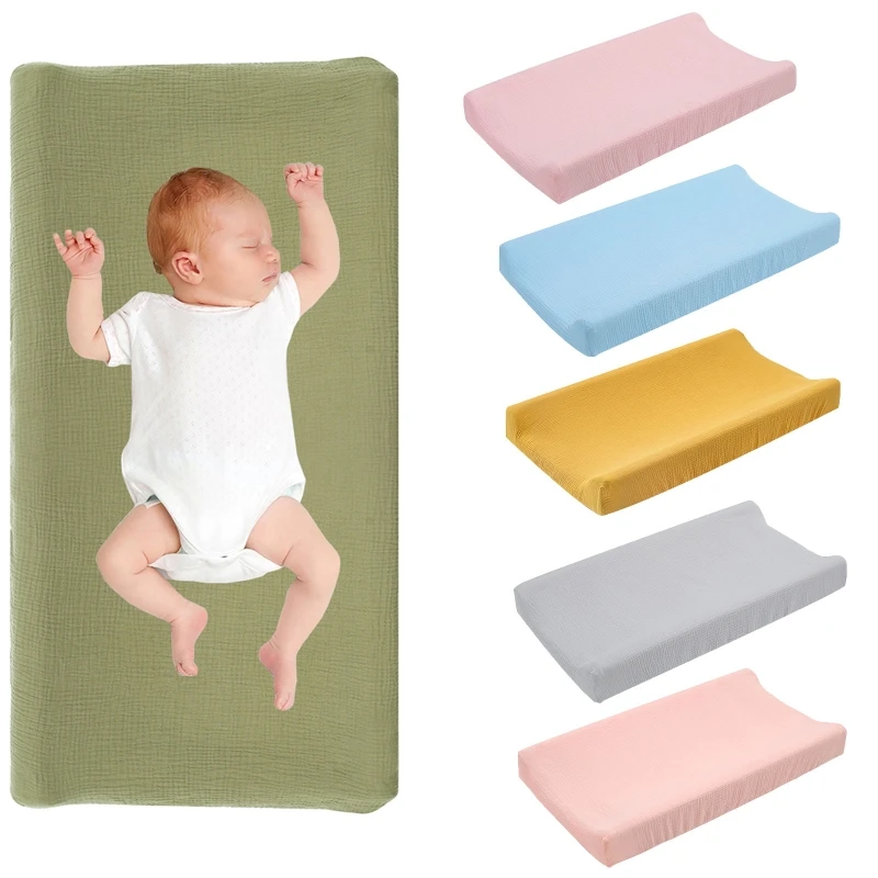 Unisex Baby Soft Stretchy Diaper Changing Muslin Pad Breathable Newborn Baby Changing Table Cover for Nursery A2UB