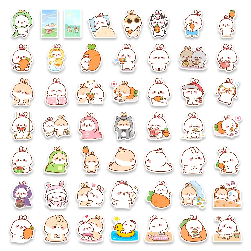 Cute Cartoon Rabbit Stickers Kawaii Bunny DIY Kid Toys Gift Decorative Decal for Scrapbook Diary Phone Laptop Luggage Waterproof