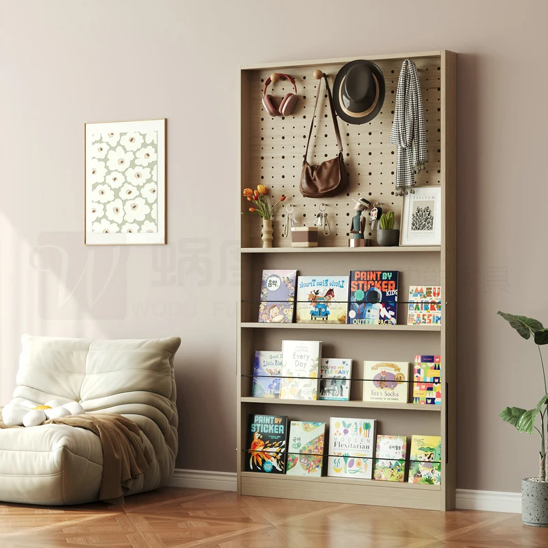Door hole board Solid wood ultra-thin bookcase Shelf display rack Wall hanging coat rack Wall bookshelf Storage narrow cabinet