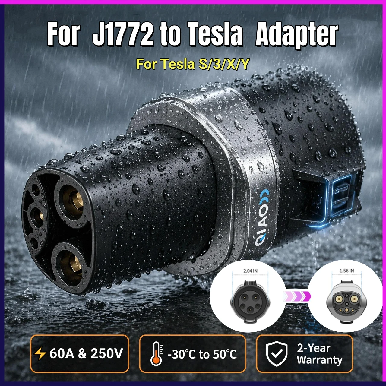 EV Charger Adapter For J1772 to Tesla Max 80A 250V AC Charging Adapter J1772 to NACS Adapter , Compatible With For Tesla S/3/X/Y
