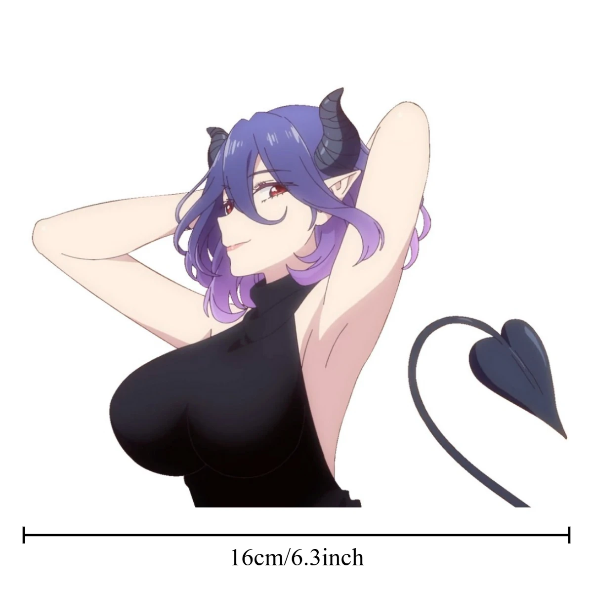 2D Flat 1Pc Anime Purple Hair Demon Girl Vinyl Sticker, Waterproof Decal for Car Motorcycle Laptop Decor, Holiday Gift