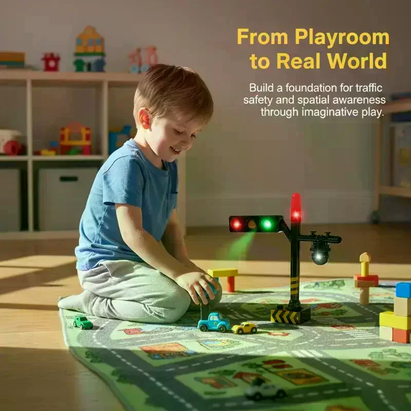 Mini Traffic Signal Light Toy Model Simulation Road Sign Scene LED Kid Traffic Safe Education Learning Toy Car Accessories