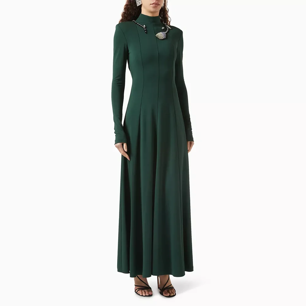

Saudi Arabian Evening Dress Long Sleeves High Collar A Line Evening Gowns for Women 2025 Crystal Formal Party Dress Customized