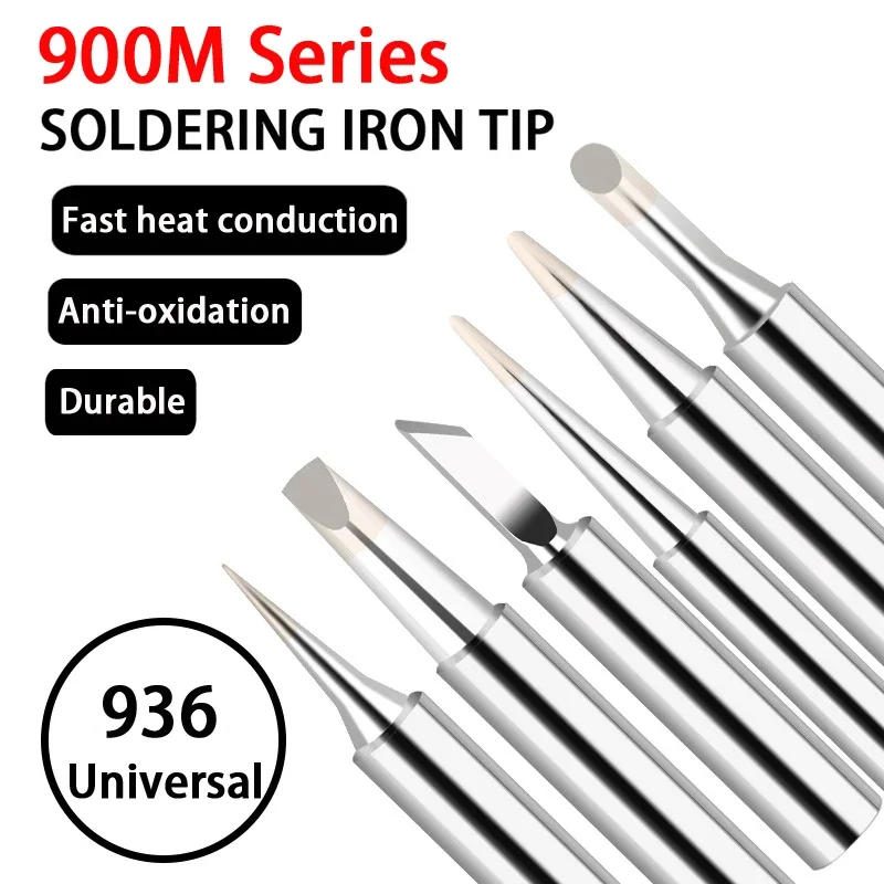 5Pcs 900M-T Copper Soldering Iron Tips IS/I/B/K/SK/2.4D/3.2D/1C/2C/3C/4C Lead-Free Welding Tips Head Solder Iron Station Tool