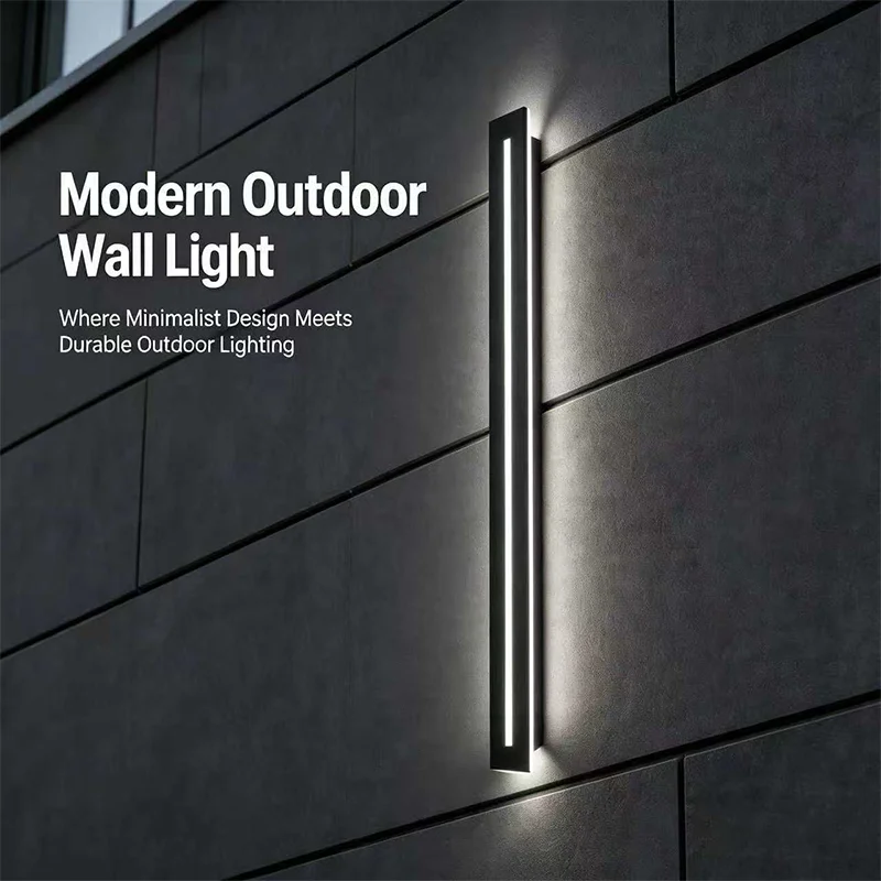 長い、直線型の屋外用壁掛けランプ、ip65、防水、ポーチ、中庭、別荘、庭園、ガレージ、外壁、壁、照明