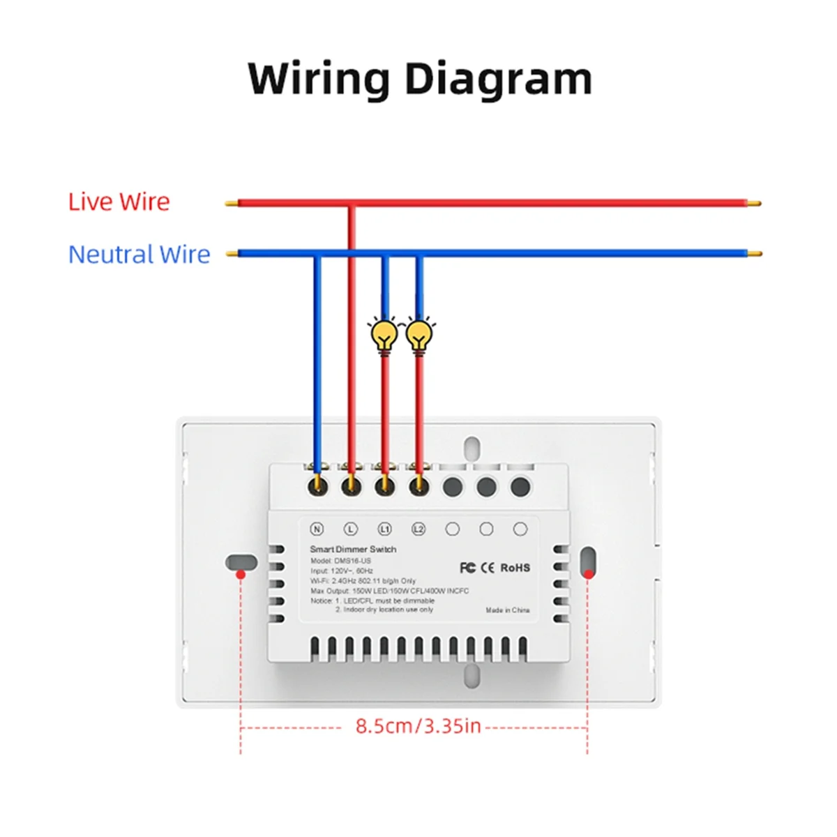 Tuya WiFi Smart Dimmer Schalter 1 Gang Dimmer Licht Schalter Touch Panel APP Fernbedienung Funktioniert mit Alexa Google Home,B