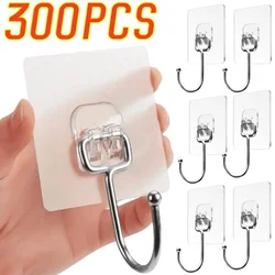 300PCS Self Adhesive Hooks Rotating Waterproof Strong Sticker Holder Wall Door Storage Hanging Hook Kitchen Bathroom Organizer