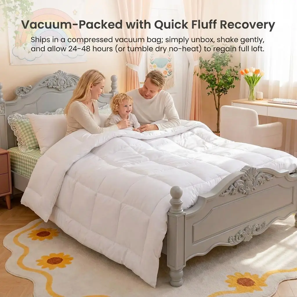 White Comforter Set Twin Size All Season Duvet Insert Down Alternative Bedding Soft Quilt with Pillowcase & 8 Tabs Breathable Blanket 88x68 Inches for Bedroom Home Decor Kids Women Gift