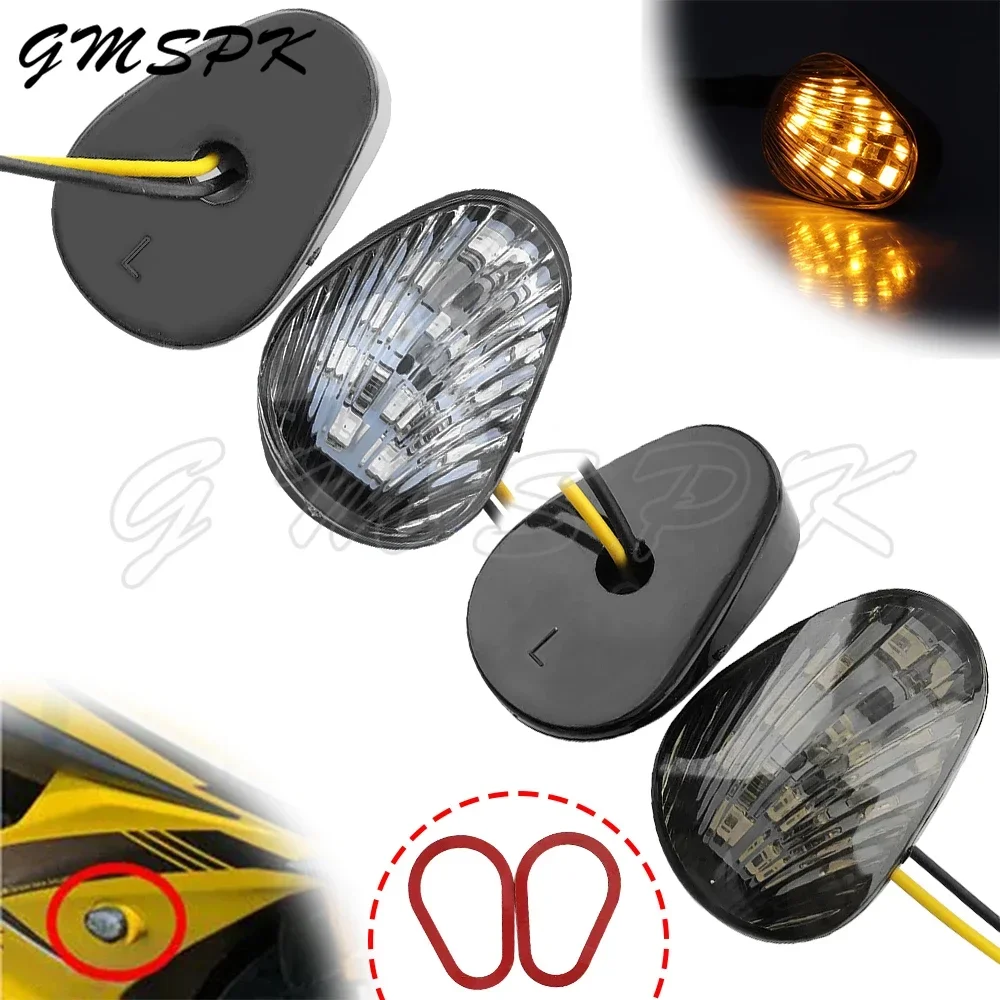 2PCS Turn Signals LED Indicator Motorcycle accessories Flashing Lights Flush Fit for Yamaha YZF R1 R6 R6S FZ6 & FZ Fazer