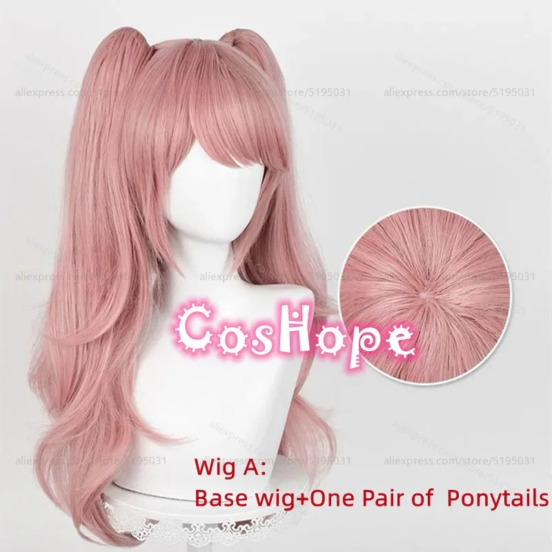 Peluca de Cosplay Enoshima Junko con coletas, peluca rosa, pelucas de Cosplay de Anime, pelucas sintéticas resistentes al calor de Anime