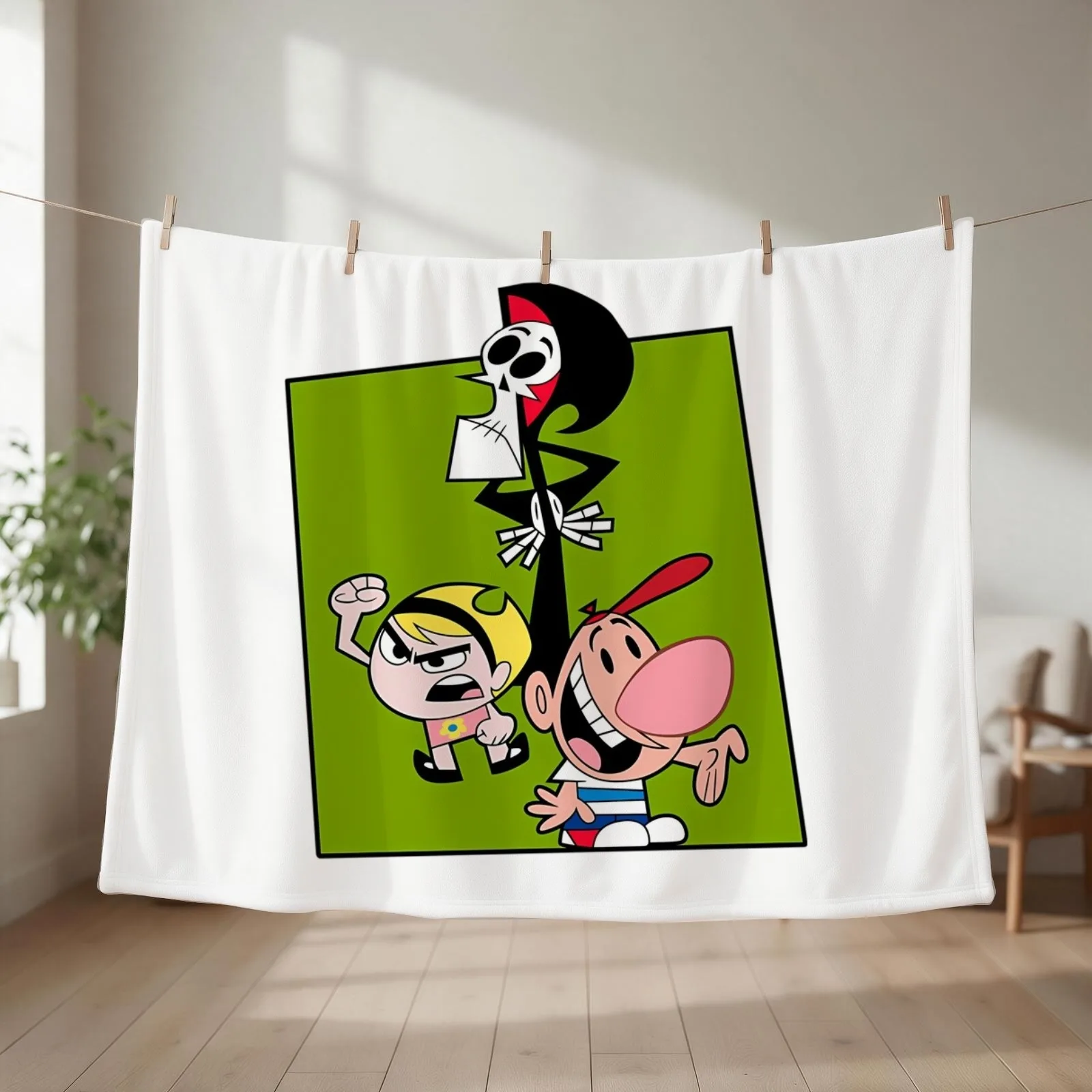 The Grim Adventures of Billy & Mandy Throw Blanket couch cozy soft plush fuzzy picnic outdoor blanket