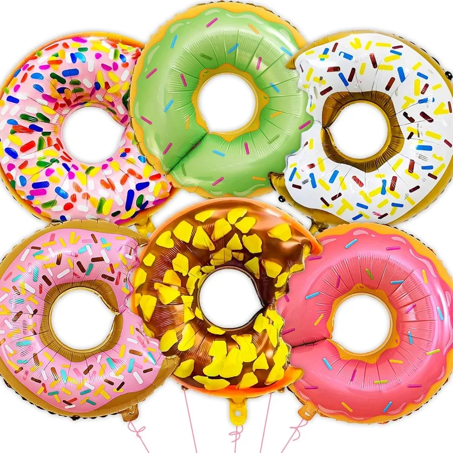 6個入り 大型ドーナツ型ホイルバルーン ドーナツ型マイラーアルミバルーン スイートキャンディスプリンクルホイルバルーン 誕生日 ベビーシャワー 結婚式用