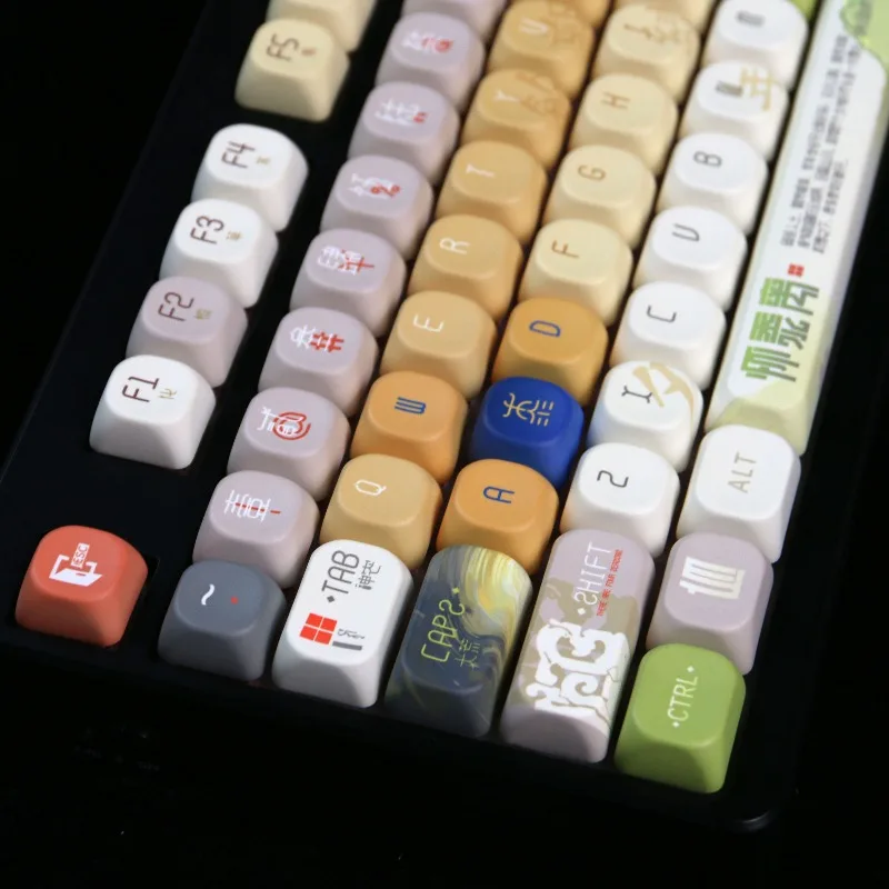 SideStory Keycaps Custom PBT Cherry Profile Side Carving Key Cap Cute Cartoon Anime Point Key Caps for MX Switch Gamers Design