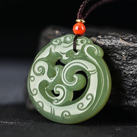 Hetian Jade White Jade Hollow out Dragon Hanging World Pendant Zodiac Dragon Necklace Men's Gift Jewelry