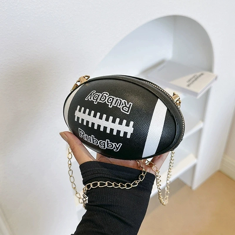 

Korean Version Personalized Contrasting Letter Mini Crossbody Chain Bag Female Rugby Shoulder Bag Underarm Bag 10X10X15CM