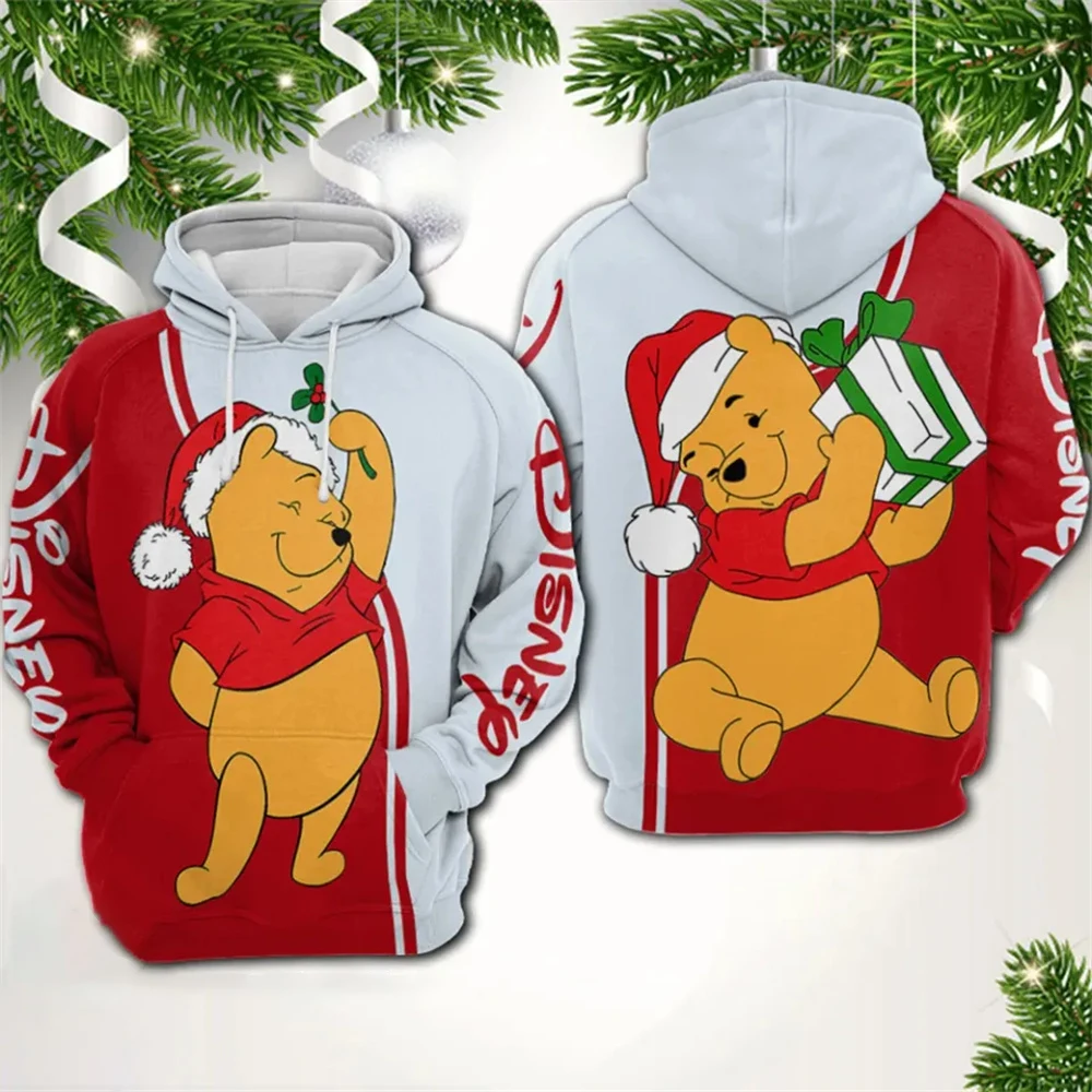 

Disney Men's Winnie the Pooh Hoodie Spring and Autumn Cute Cartoon Pullover Christmas Hoodie Clothing Women's Fashion Trend Tops