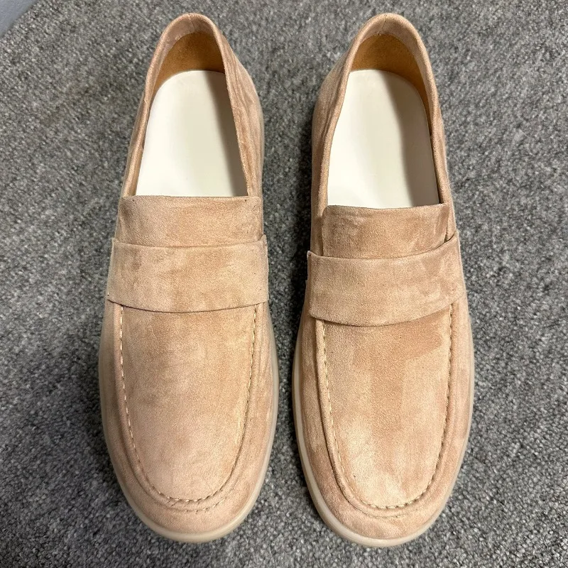 Premium Cow Suede Handcrafted Old Money Loafers Men Slip-on Flats Casual Driving Shoes Soft Comfortable Skate Shoes