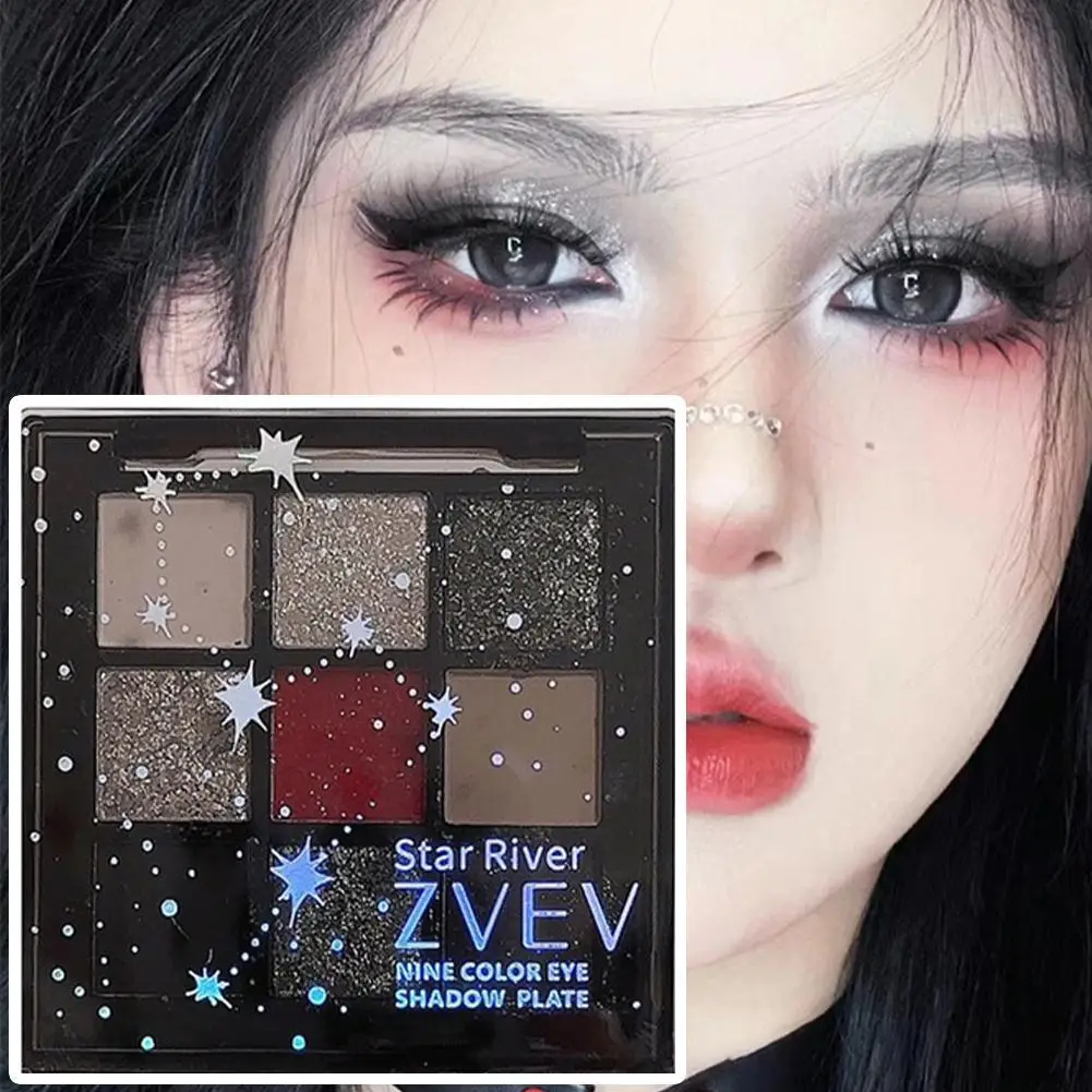 9 farben Lidschatten-palette Rose Rosa Nude Braun Low Glitter Pearly Augen Make-Up Lang anhaltende Sättigung Lidschatten Matte W6E3