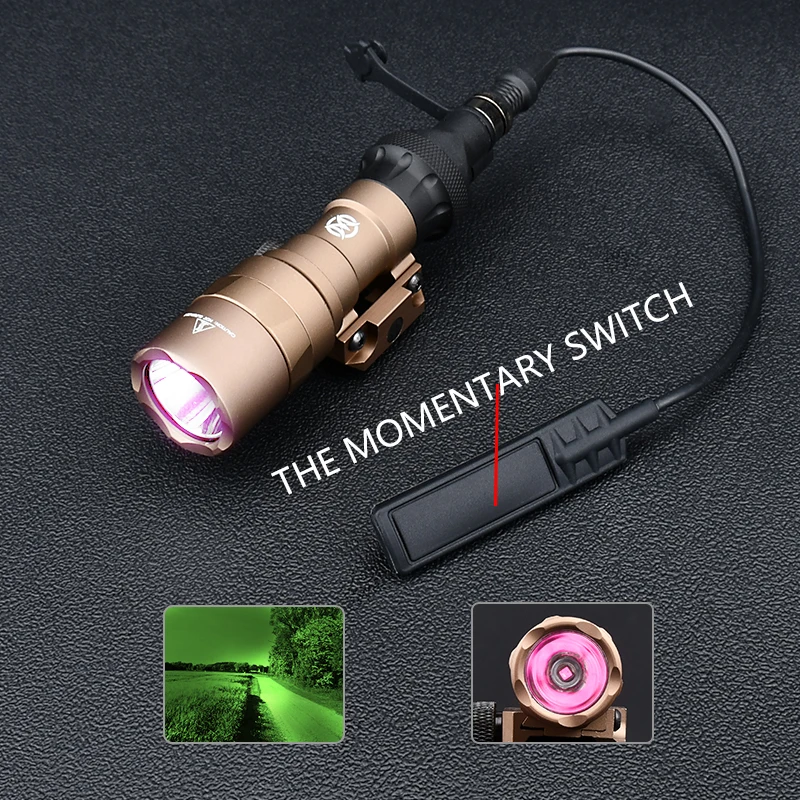 Tactical Airsoft SF M300 M300C IR Light Flashlight No White Light Version With Dual Function Tail Cover Fit 20MM Rail Hunting