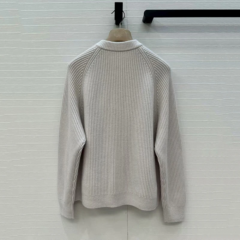 Cardigan para mulher nova malha elástica manga comprida topo para o outono 2025 único breasted fino ajuste camisola mistura de caxemira malhas