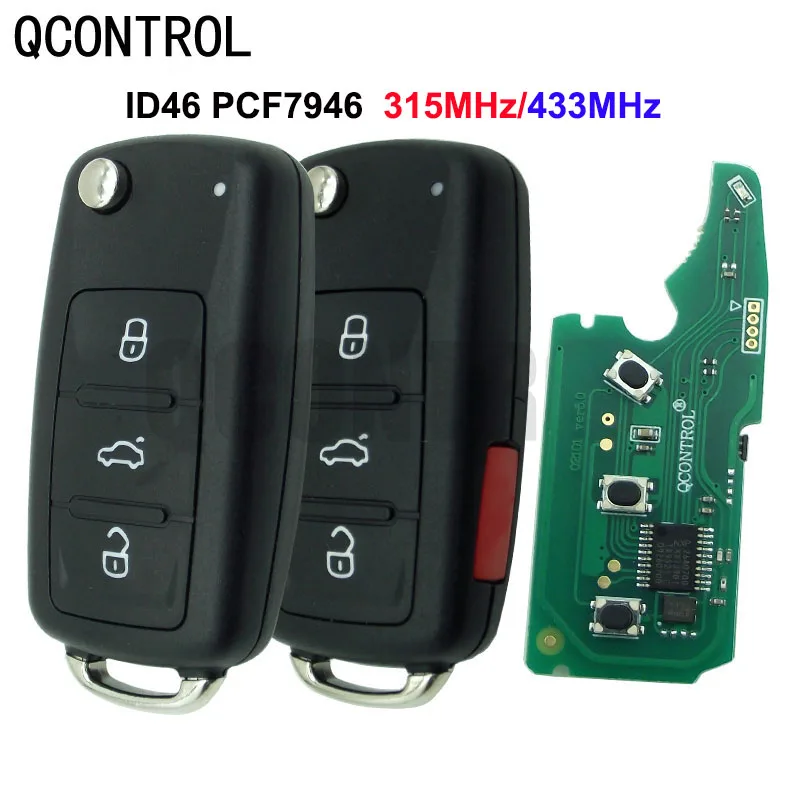 

QCONTROL button Remote 3/4/3 1 Key fob 315/433mhz For touareg2002-2010 with ID46 PCF7946 CHIP VW for Volkswagen Phaeton