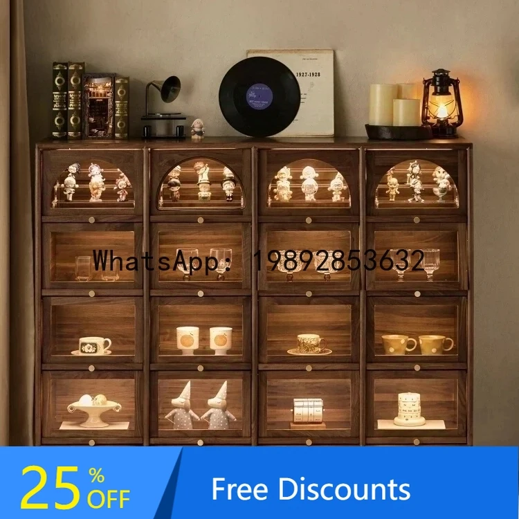 

YFY Black Walnut Sixteen-Drawer Cabinet Cabinet Solid Wood Vintage Living Room Display Cabinet Antique Chest of Drawers
