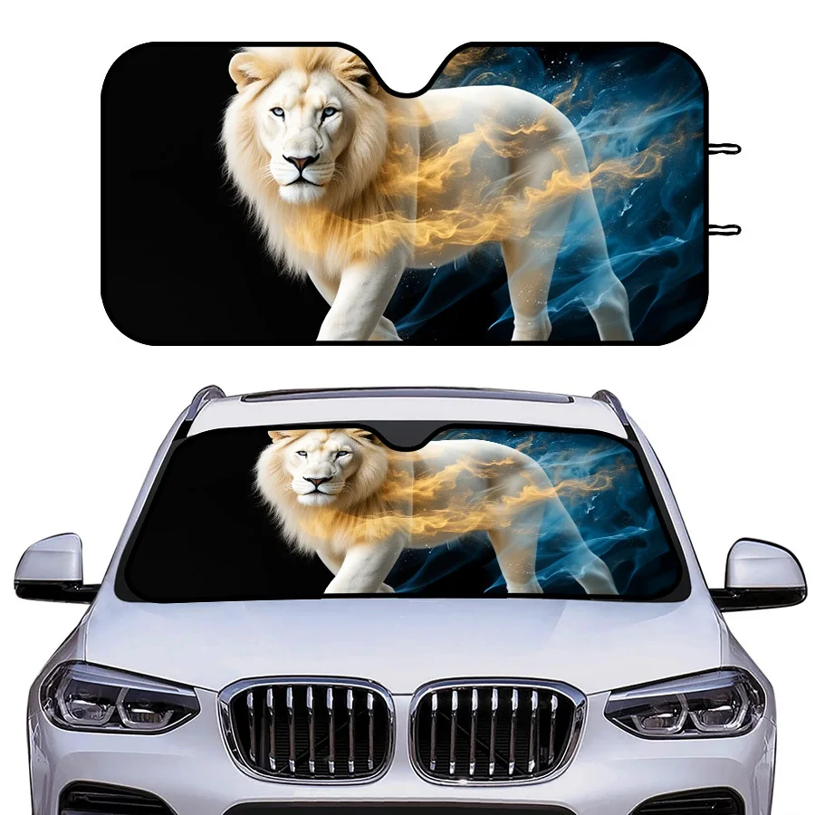 Multi-Functional Foldable Car Window Sunshade, 3 Sizes, Lion Pattern Design, UV Protection, For Front Windshield, Summer Parking
