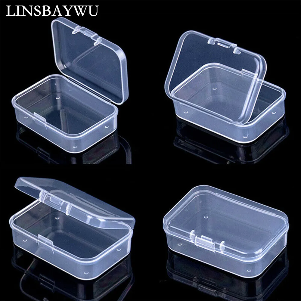 Mini Boxes Rectangle Clear Plastic Jewelry Storage Case Container Translucent Packaging Box for Earrings Rings Beads Small Items