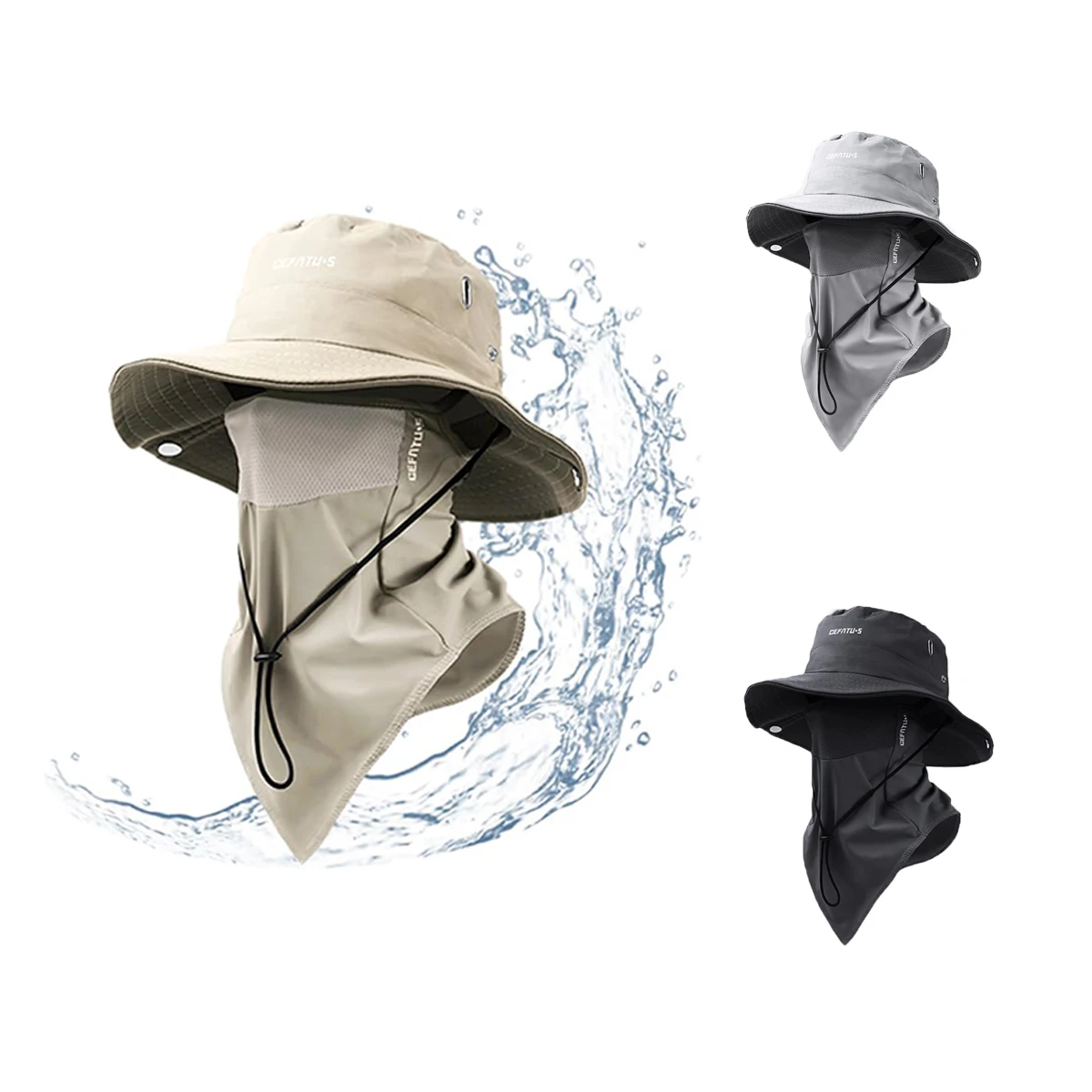 2Pcs Wide-Brimmed Sun Hat,Fishing Hat,for Beach Fishing, Hiking,Camping,with Cooling Silk Mask to Block Mosquitoes(Hat + Mask)