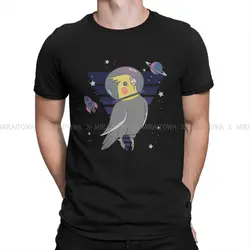 宇宙飛行士のTシャツ,オウムの鳥の絵が描かれたメンズTシャツ,綿の半袖Tシャツ,原宿Tシャツ