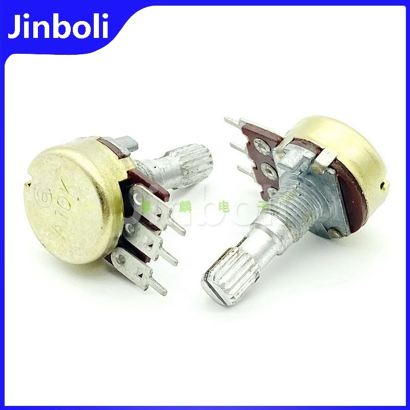1PCS 16 Type A10K 3Pins Single Speaker Amplifier Audio Volume Potentiometer Flower Shaft Length 20mm