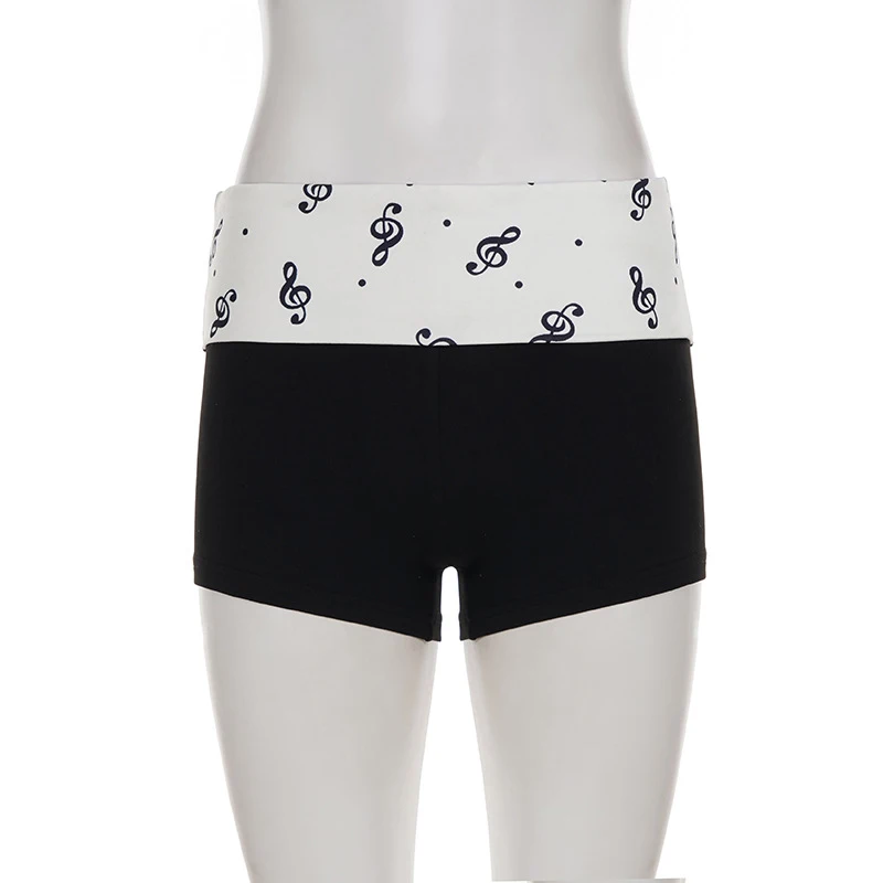 American Casual Basic Printed Color Blocked Low Waist Shorts Y2K Spicy Girl Personality Street Fashion Wear Tight Pants