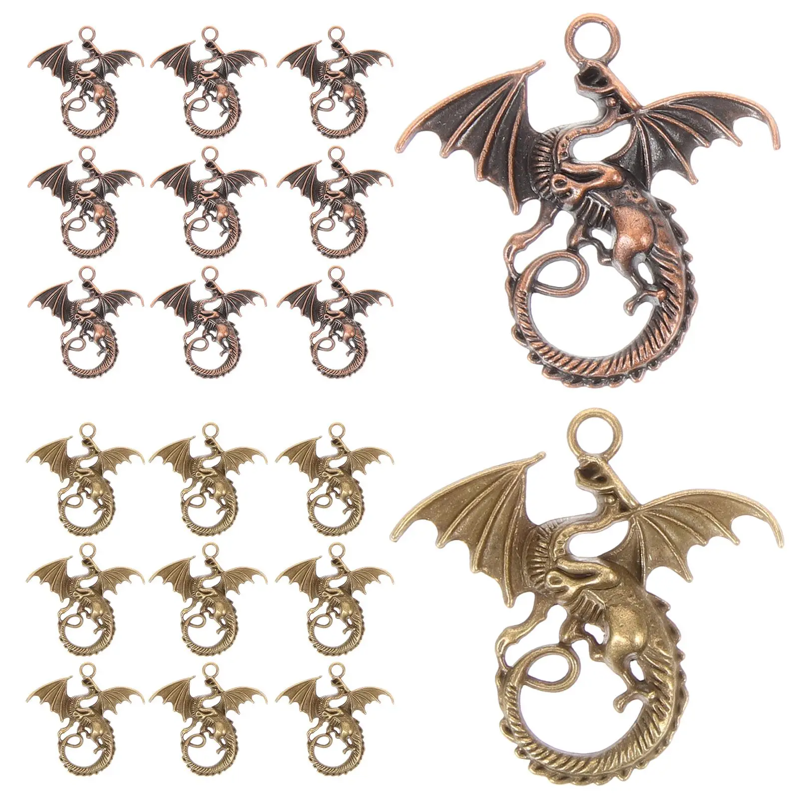 

20 Pcs Pendant Charm DIY Jewelry Dragon Pendants Accessories Vintage Metal Dragon Necklace Charms for Women Men