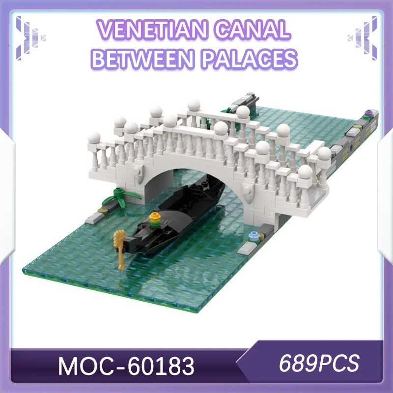 Bloques de construcción de Canal veneciano entre palés, modelo de ladrillo, hermoso paisaje, arquitectura, adorno, regalos, piezas, MOCS, 689