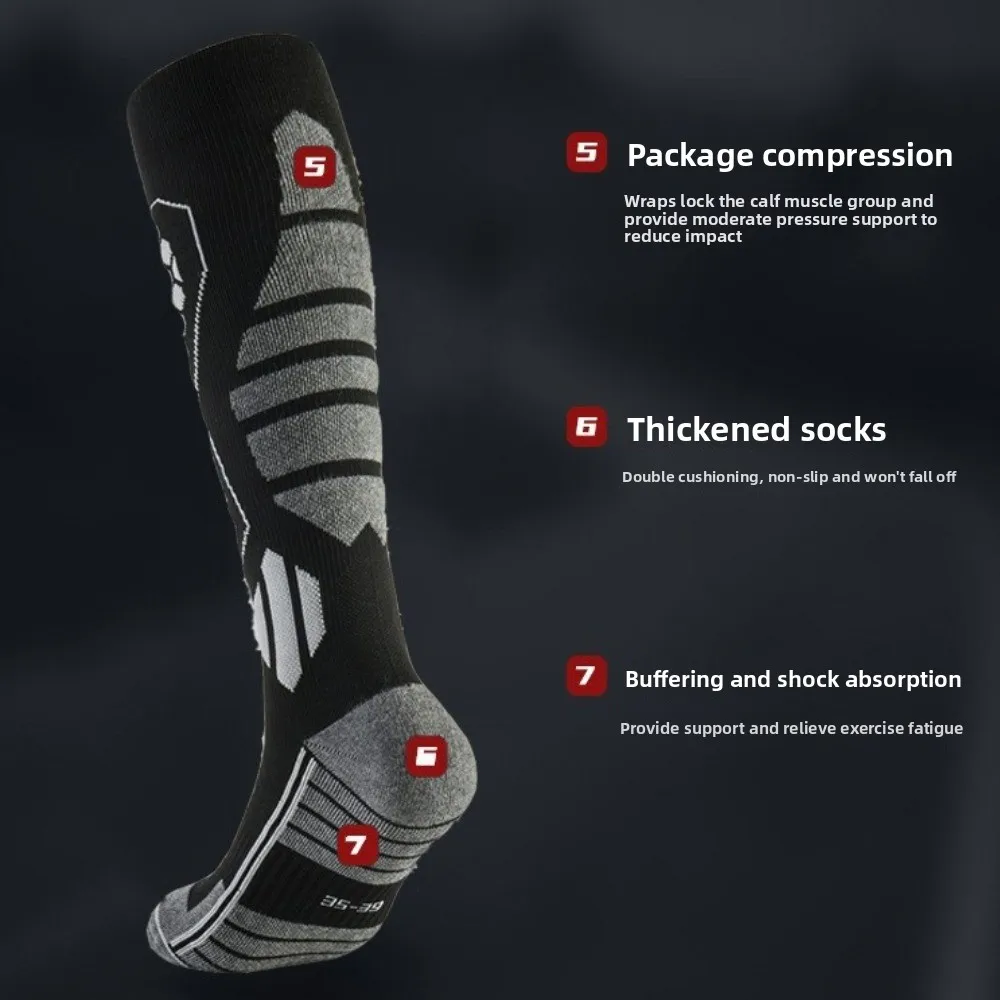 New Thickened Ski Socks Breathable Anti-slip Knee High Socks Moisture-wicking Thermal Snowboard Stockings for Winter Sports view 4