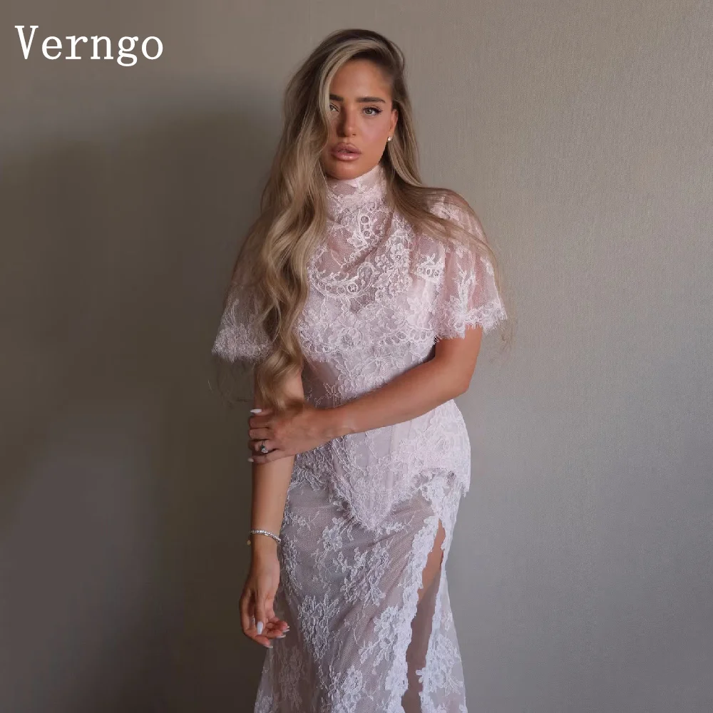Verngo Luxury Lace Evening Dresses 2 Pics Mermaid Prom Gowns Women Maxi Side Slit Wedding Party Dresses Customized