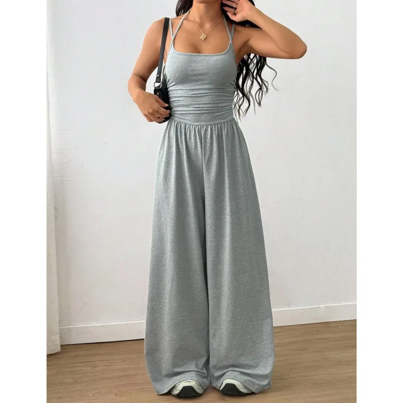 

Summer Casual Jumpsuit Women's Fashion Suspender Sexy Wrap Your Chest Jumpsuits Comfortable Wide Leg Pants Streetwear For Ladies