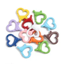 5pcs Multicoloured Alloy Heart Shape Lobster Clasp Key Connector Diy Key Chain Cell Phone Chain Keychain Making Accessories