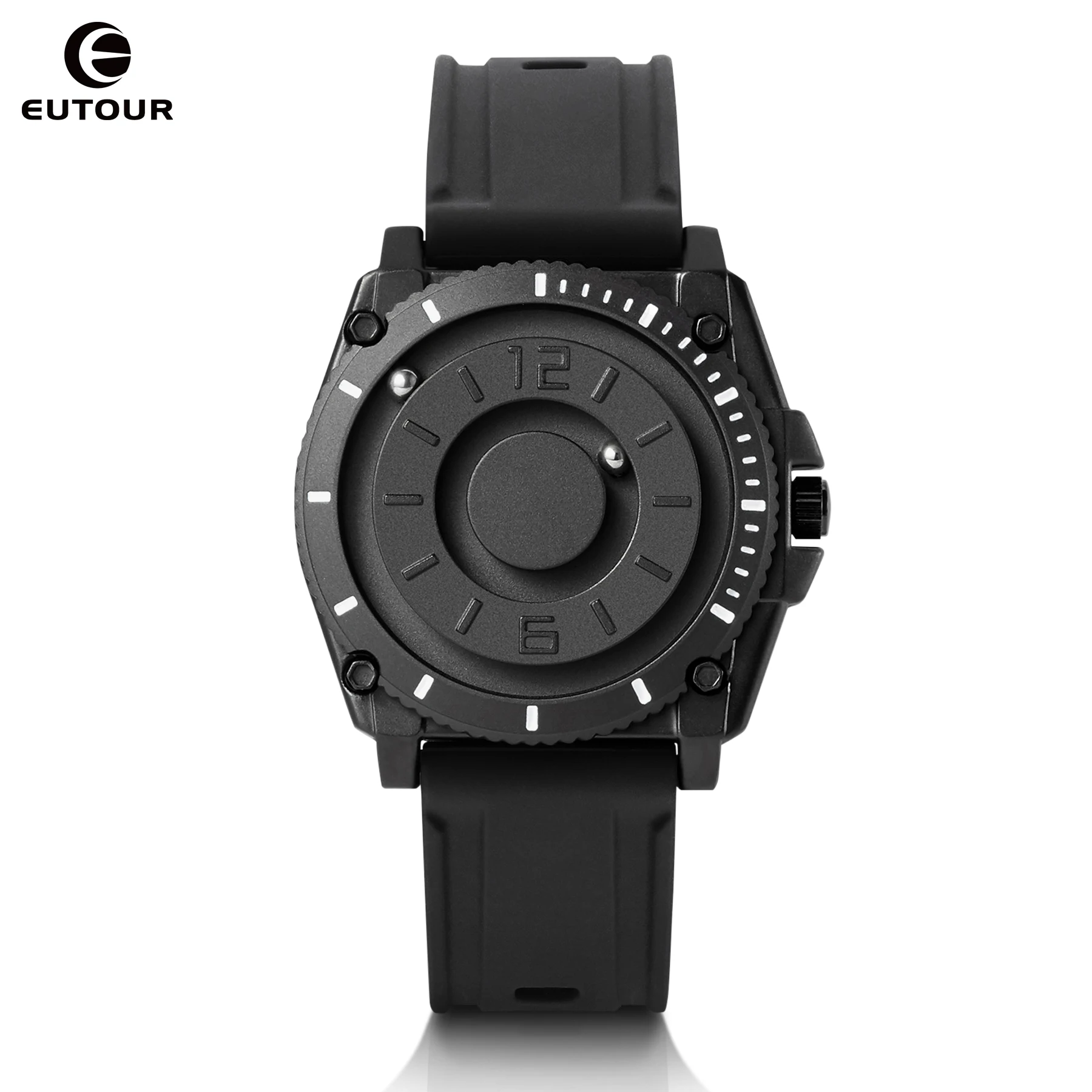 Eutour-reloj deportivo informal para hombre, cronógrafo de marca superior, de lujo, militar, magnético, con correa de goma, 2023