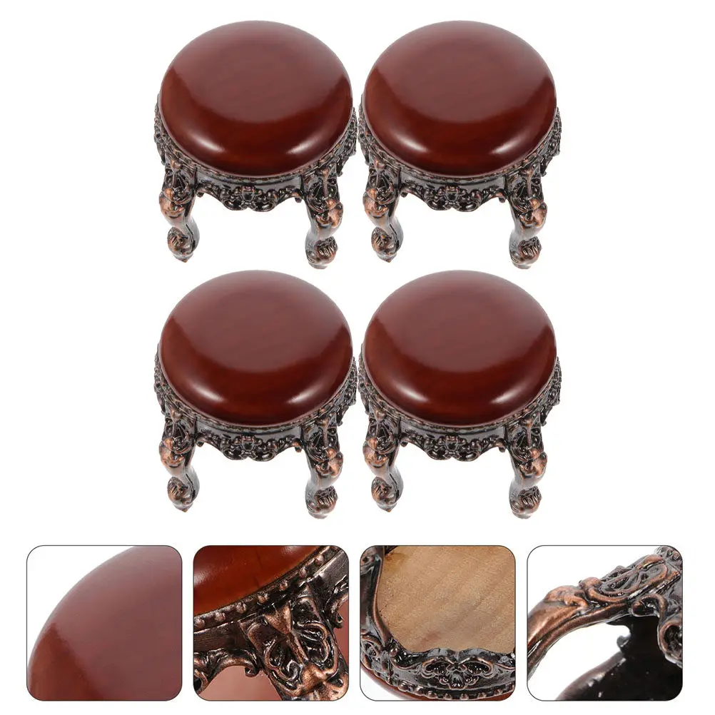 

4Pcs Mini House Stool Vintage Miniature Furniture Set High Quality Zinc Alloy Wood Miniature Stool Decoration for Living Room