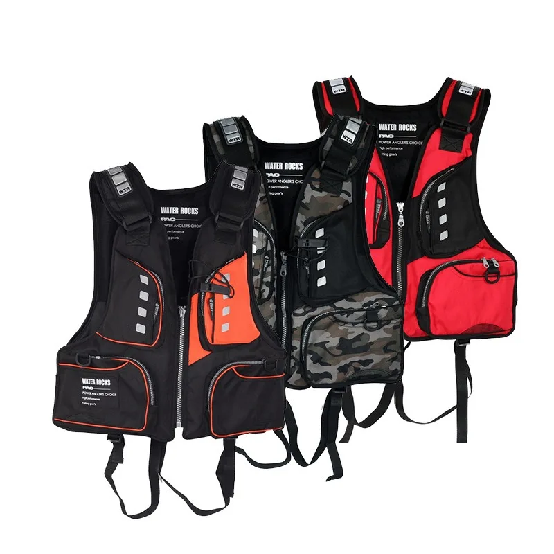 CEOI GWOK Fishing and Boating Dual-Use Life Jacket with Collarless Design and Multifunctional Pockets Life Jackets