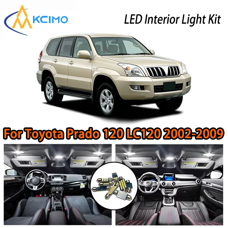 

LED Interior Lights For Toyota Prado 120 LC120 2002-2009, White Ice Blue Two Colors, Easy Install Car Atmosphere