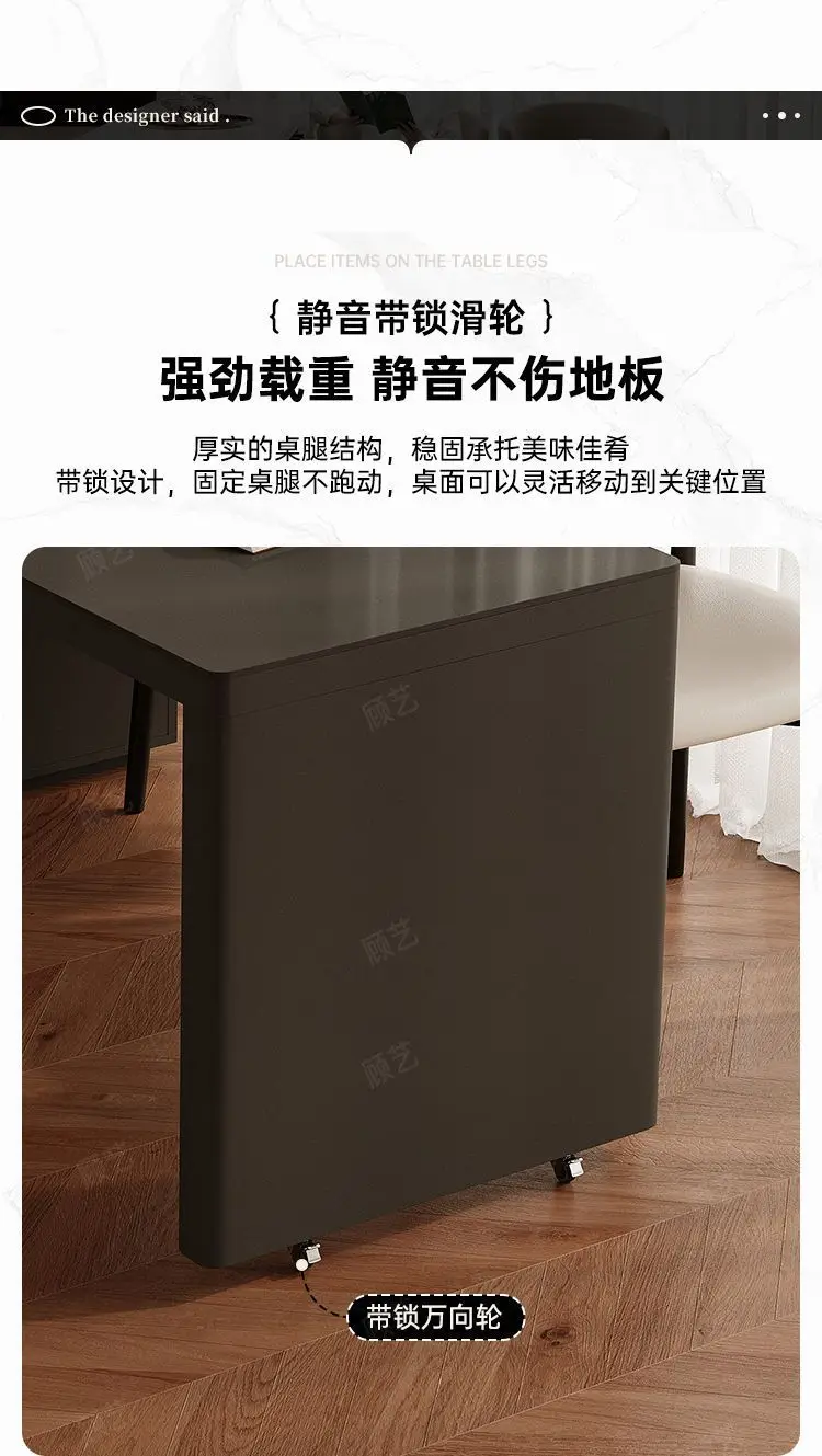 DSA solid wood rotating island dining table household rotatable retractable rock slab small apartment kitchen middle island