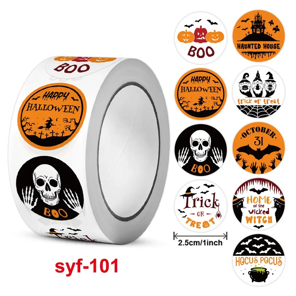 500pcs 1 inch Halloween Pumpkin Decor Labels Adhesive Sticker For Gifts sealing Handmade Envelope DIY Stationery Stickers