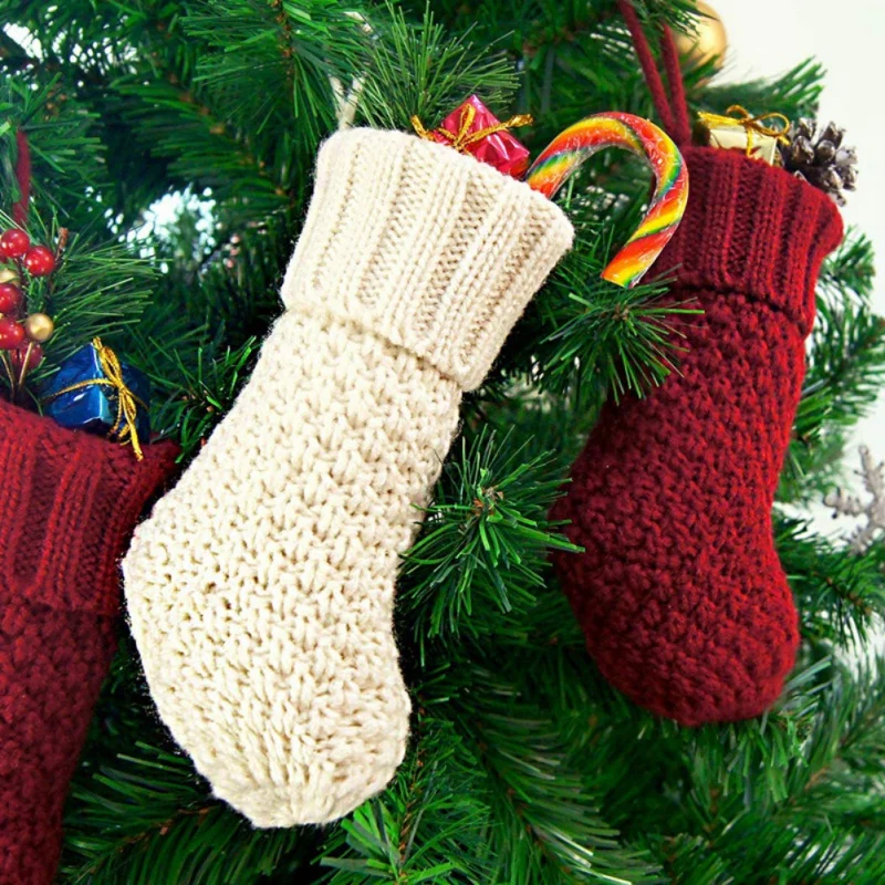 Christmas Stocking with Candy Wool Christmas Stockings Country Style Christmas Stockings Knitted Decoration