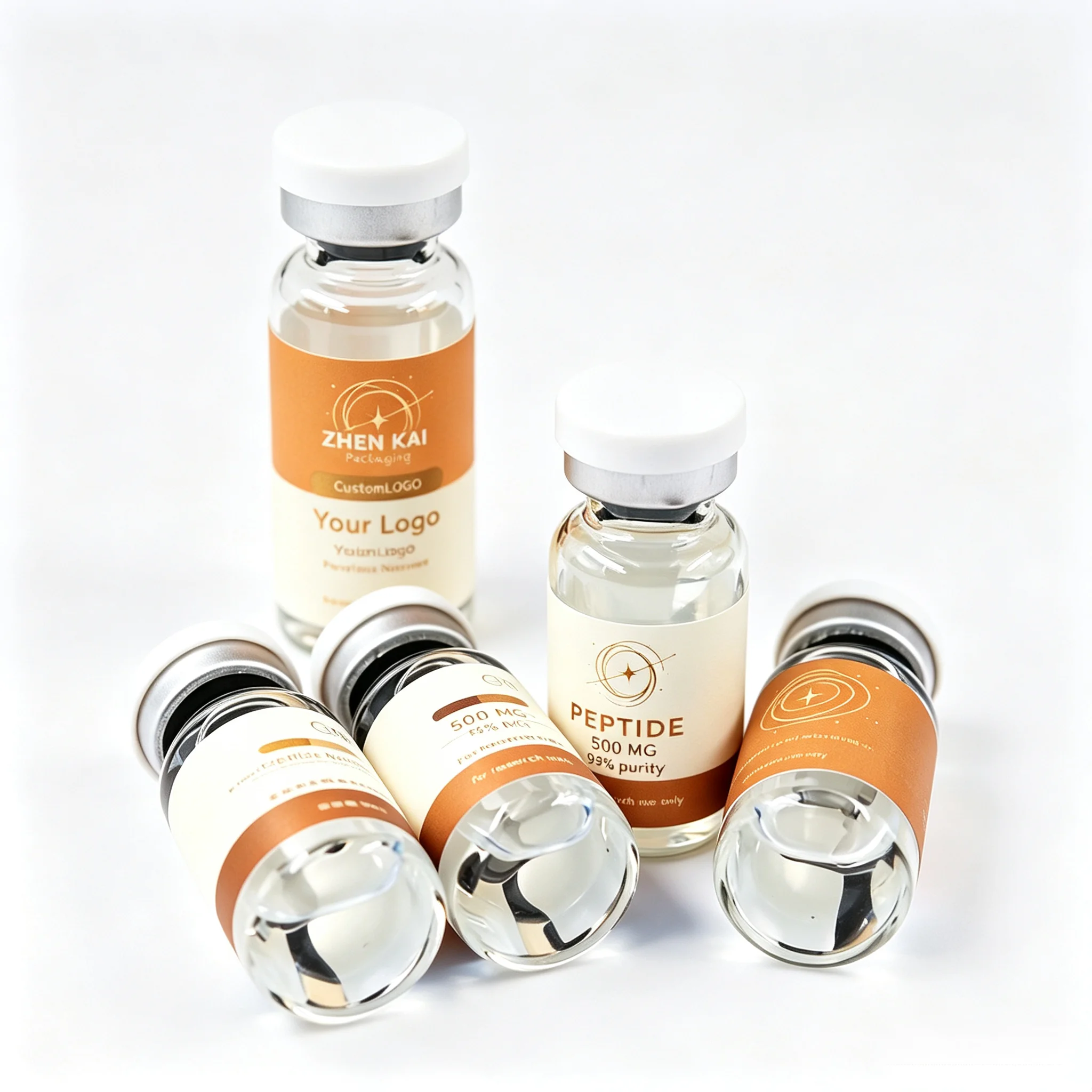 Custom Premium Adhesive Holographic Laser Stickers Labels for 3ml 5ml 10ml Peptide Vials Beauty Fitness Industry