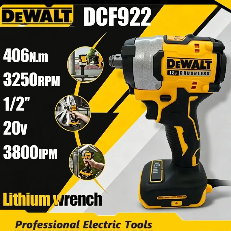 Dewalt DCF922 Brushless Impact Wrench 610N.m Cordless Driver Large Torque Variable Speed Electric Wrench Rechargeable Tools