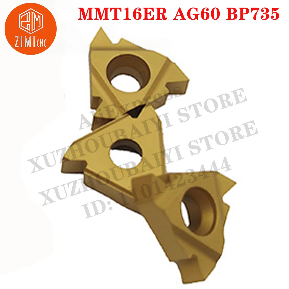MMT16ER AG60 BP735 MMT16ER AG60 External Carbide Thread Inserts CNC Tools Turning Cutter Inserts Tools metal lathe cutting tools