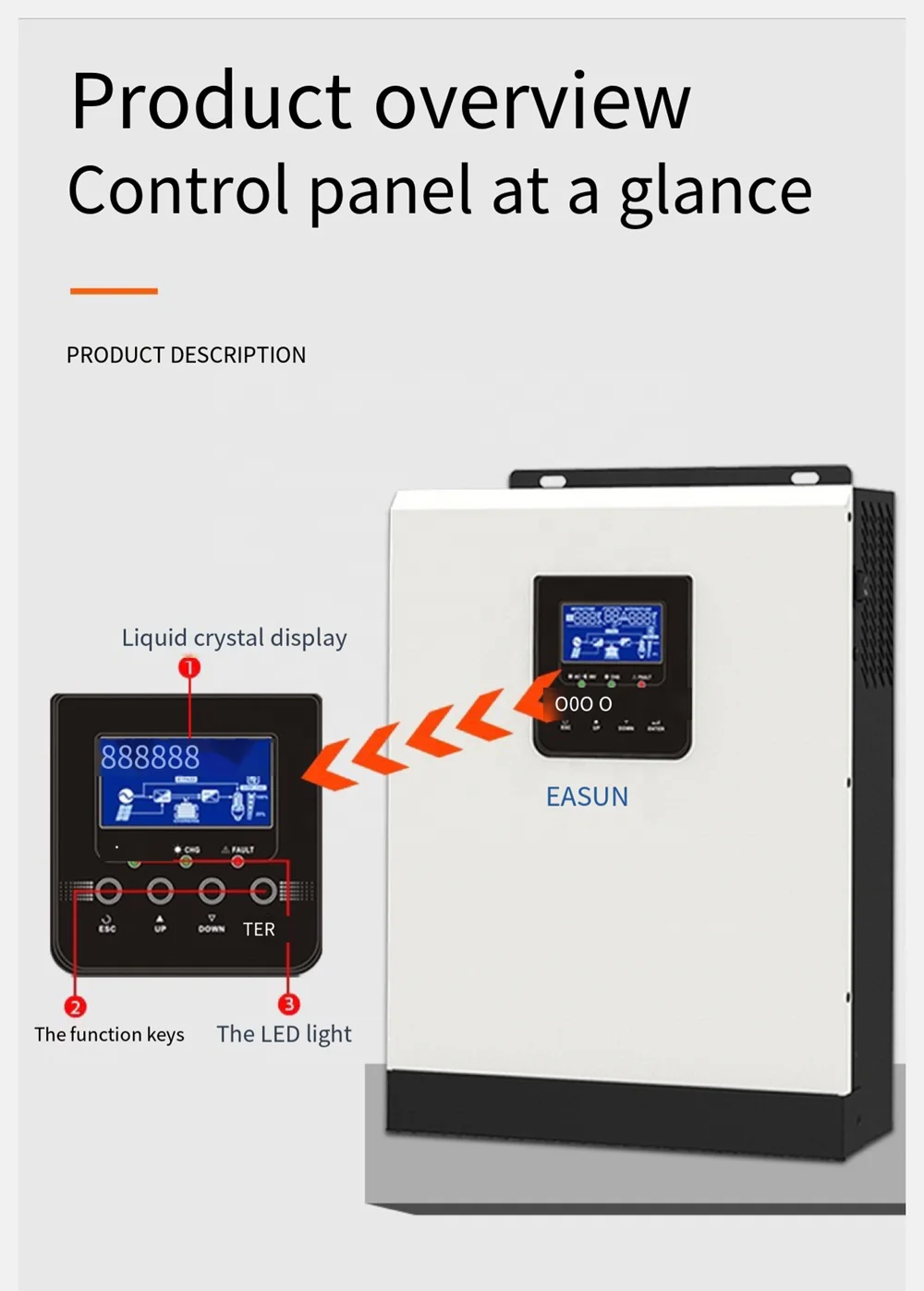 2400W Solar inverter reverse control all-in-one photovoltaic off grid charge discharge  built-in PWM