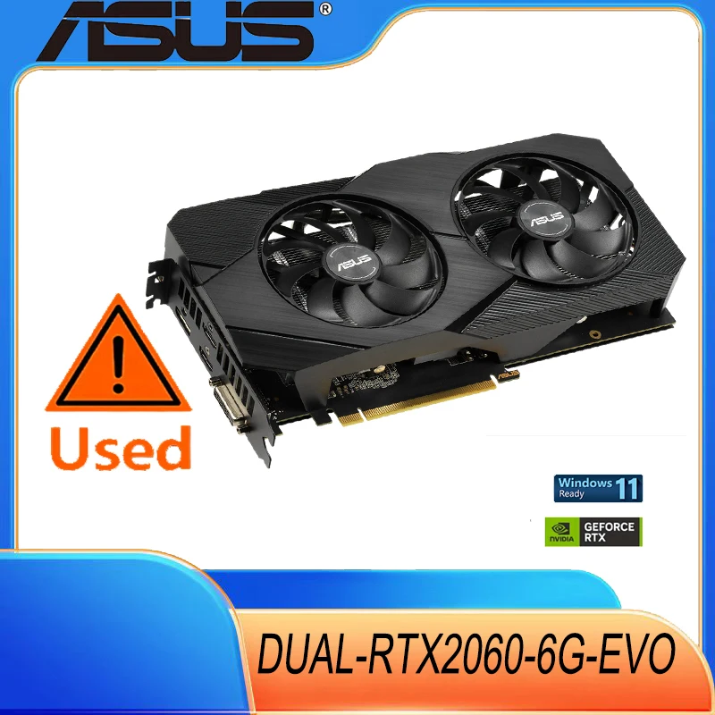ASUS GeForce RTX 2060 Overclocked 6G GDDR6 Dual-Fan EVO Edition VR Ready HDMI DisplayPort DVI Graphics Card